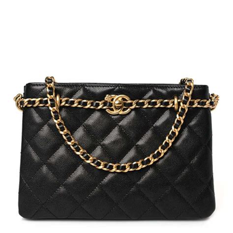 chanel caviar bag|CHANEL Caviar Quilted Camellia Small Shopping Bag Black .